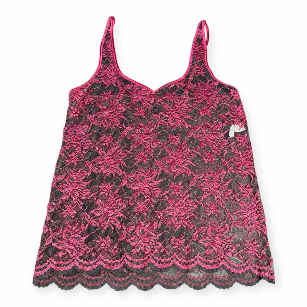COLESCE COLLECTION LINGERIE Women’s Black & Pink Lace Camisole Tank Top Size Med